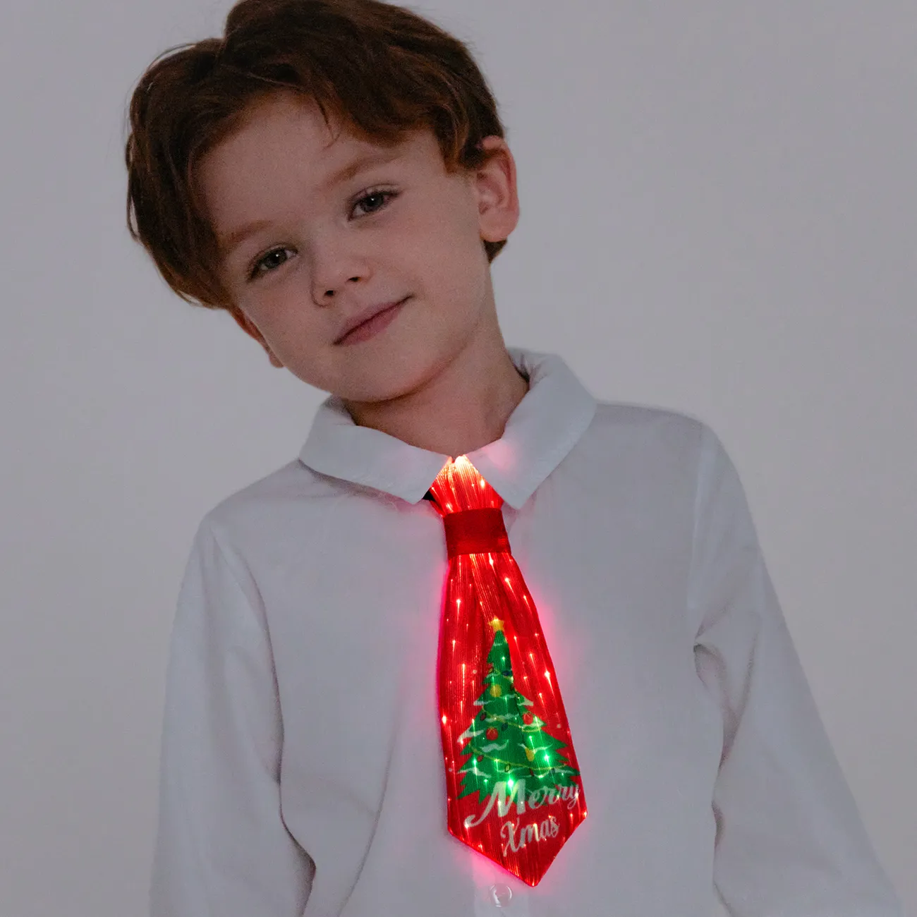 Go-Glow Christmas Light Up Necktie with Christmas Tree Pattern Including Controller (Built-In Battery) Colorful big image 1