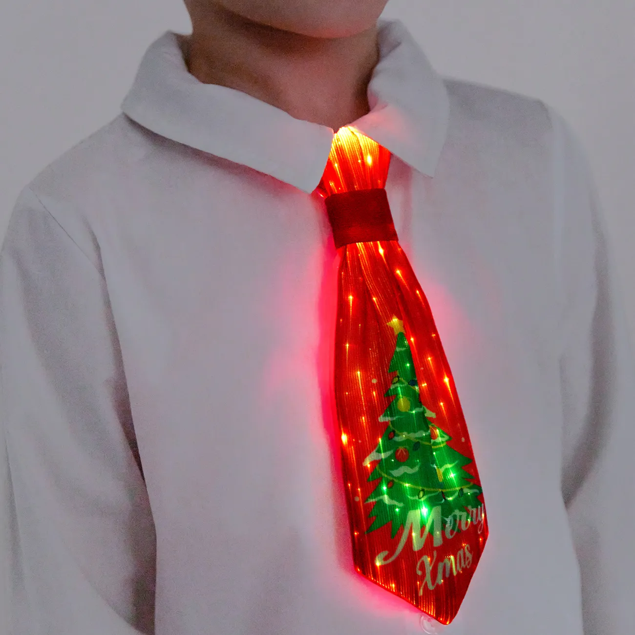 Cravate Go-Glow Christmas Light Up avec motif d’arbre de Noël, y compris le contrôleur (batterie intégrée) coloré big image 1