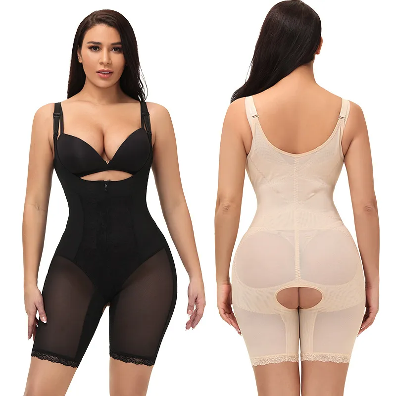 Full Bodysuit Shapewear with Zipper and Hooks Suitable for