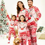 Christmas Deer & Lights Print Red Family Matching Raglan-sleeve Pajamas Sets (Flame Resistant) REDWHITE image 2