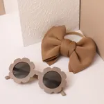 2pcs Toddler Bow Decor Headband and Sunglasses Set Khaki