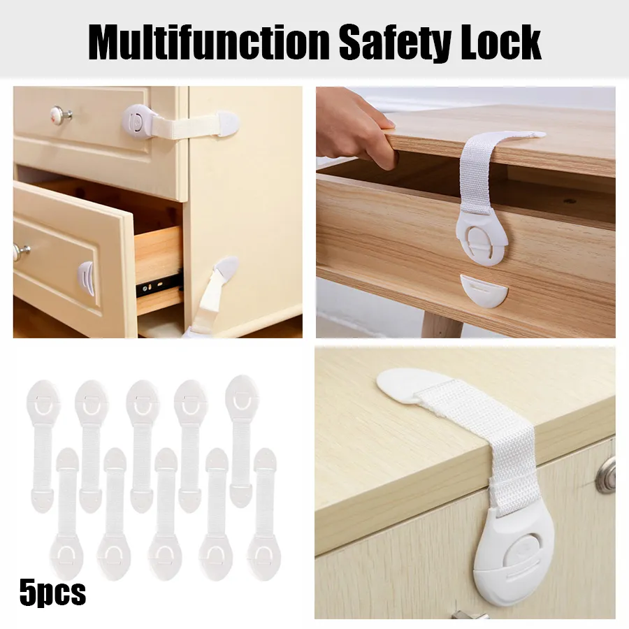 5Pcs Child Multifunction Safety Locks Creamy White big image 1