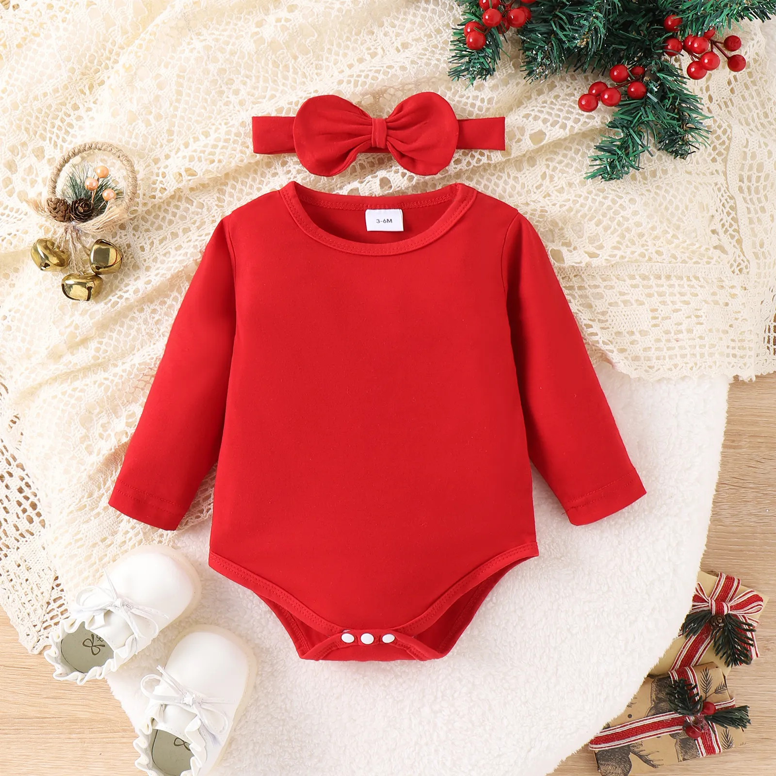 Christmas Deer Jeans Denim Set for Baby Girl with Ruffle Edge  image 4