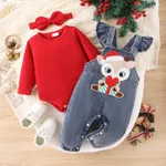Christmas Deer Jeans Denim Set for Baby Girl with Ruffle Edge  image 2