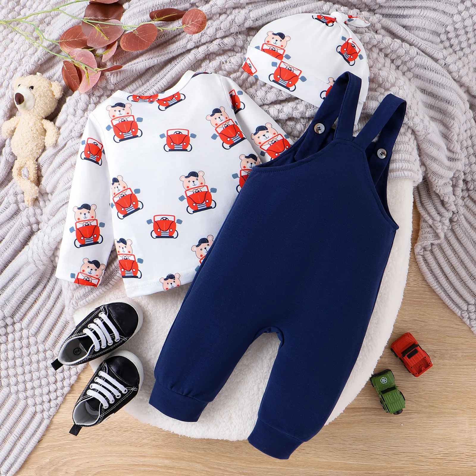 3pcs Baby Baby Childlike Bear and Big Truck Pattern Set  image 3