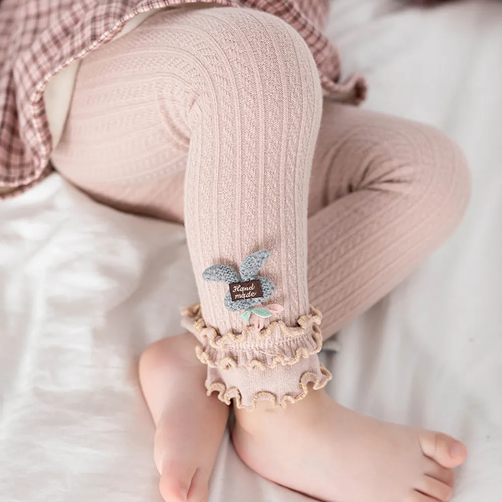 Baby/toddler popular Solid color fungus hem leggings
