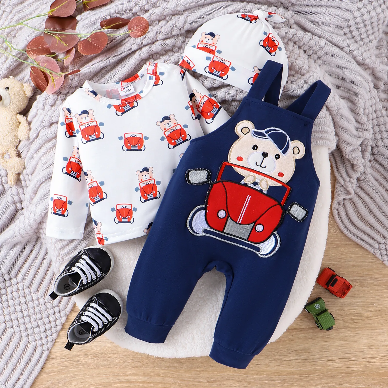 3pcs Baby Baby Childlike Bear and Big Truck Pattern Set  image 2
