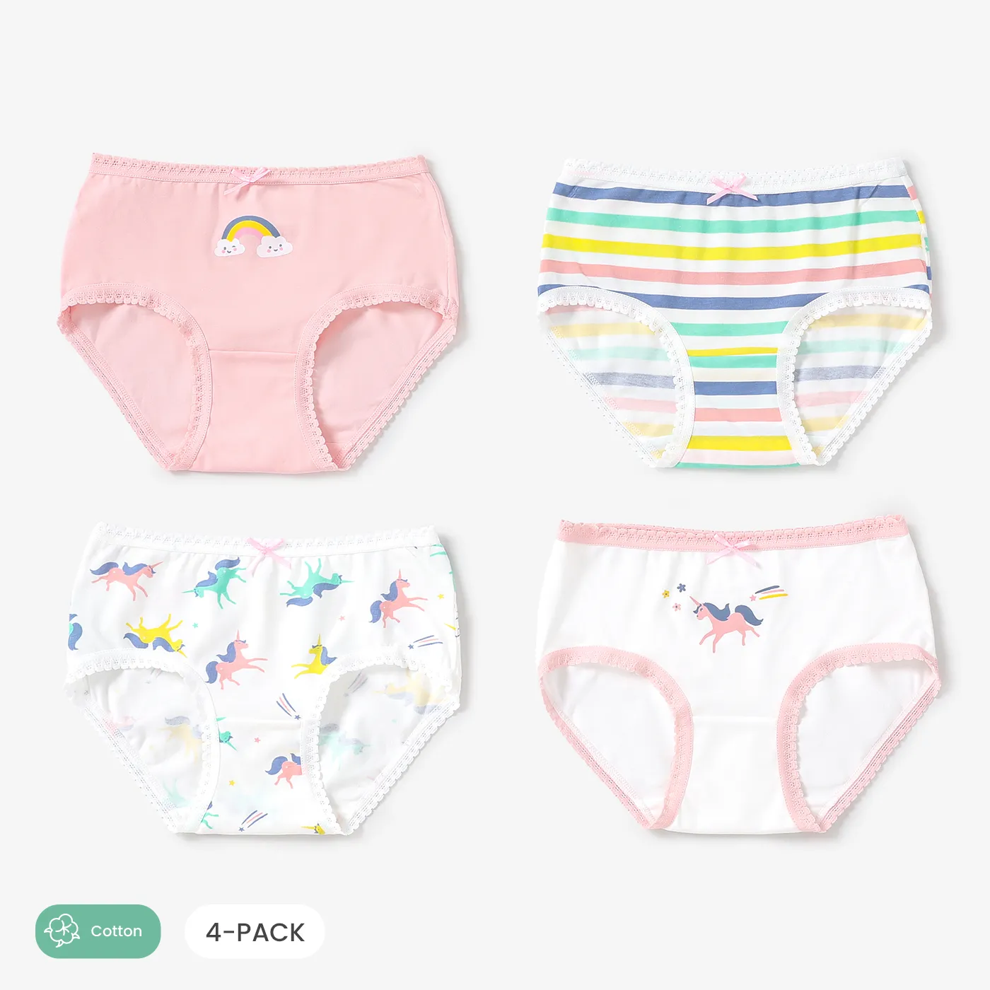 4pcs Kid Girl 3D Hyper-Tactile Cotton Cute Animal Print Underwear Set