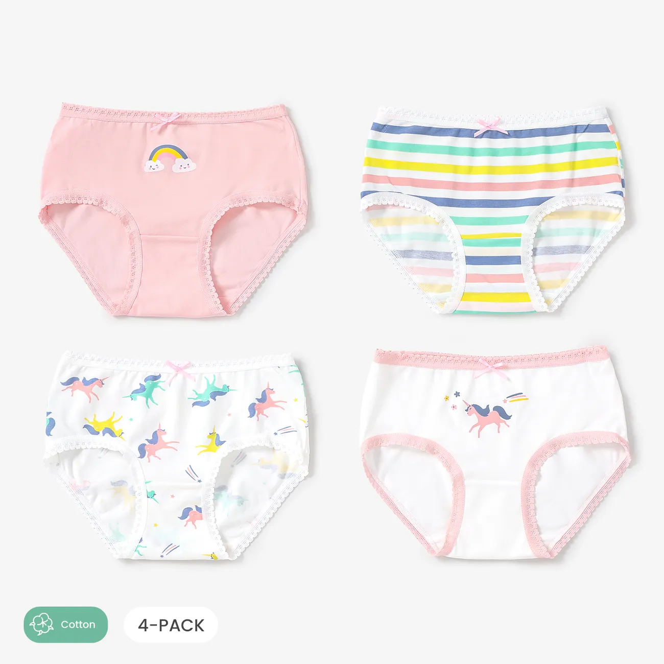 4pcs Kid Girl 3D Hyper-Tactile Cotton Lindo Animal Print Underwear Set Multicolor big image 1