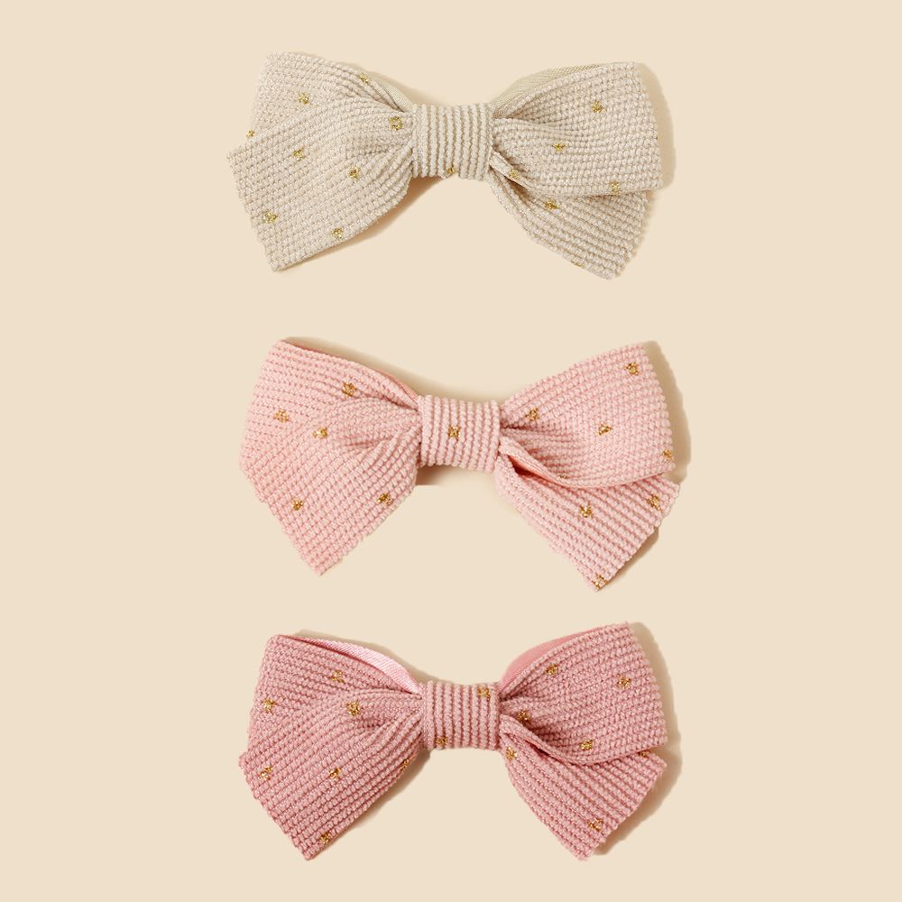 3-pack Toddler/kids Corduroy web bow hair clip