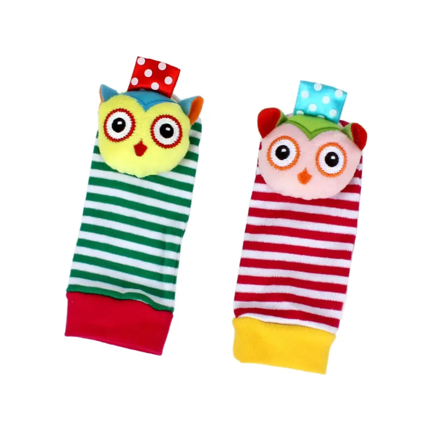 Infant Soothing Toy Wristband with Socks or Hand Strap - Built-in Mini Bell Toy Color-F