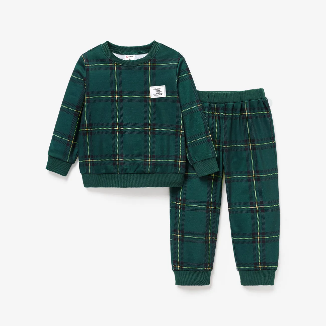 2pcs Toddler Girl/Boy Grid Pattern Casual Set big image 1