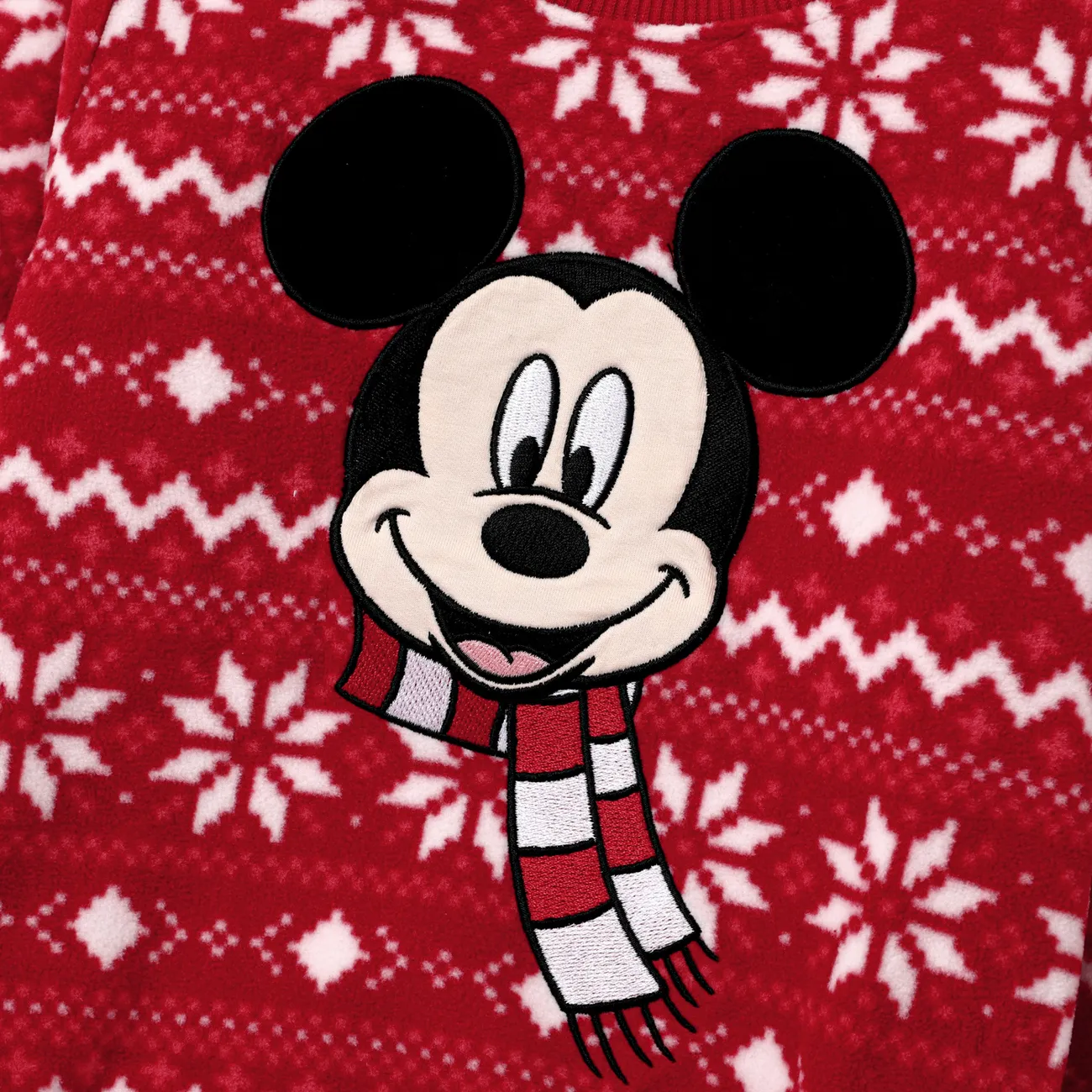 Disney Mickey and Friends بلايزر إطلالة العائلة للجنسين طوق الجولة كم طويل نقش الكريسماس الكريسماس أحمر big image 1