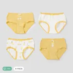 4pcs Kid Girl Sweet Fruits and Vegetables  Underwear Set Yellow