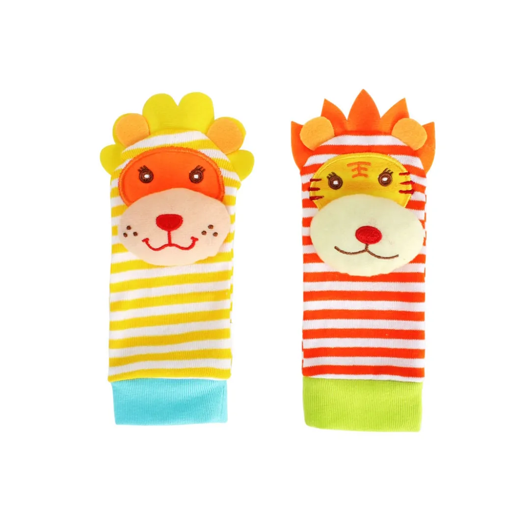 Infant Soothing Toy Wristband with Socks or Hand Strap - Built-in Mini Bell Toy Color-D