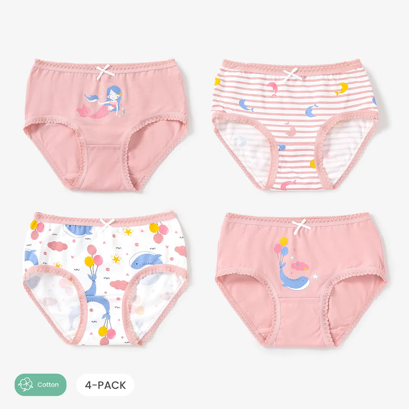 Girls Cotton Pink Underwear Set