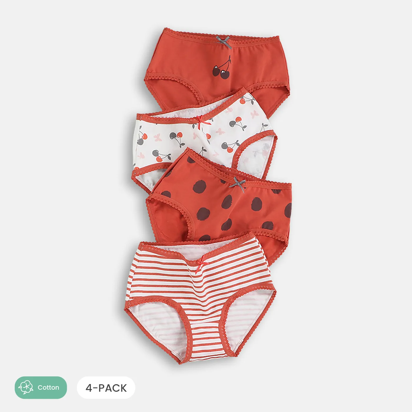 4pcs Kid Girl Sweet Fruits and Vegetables  Underwear Set