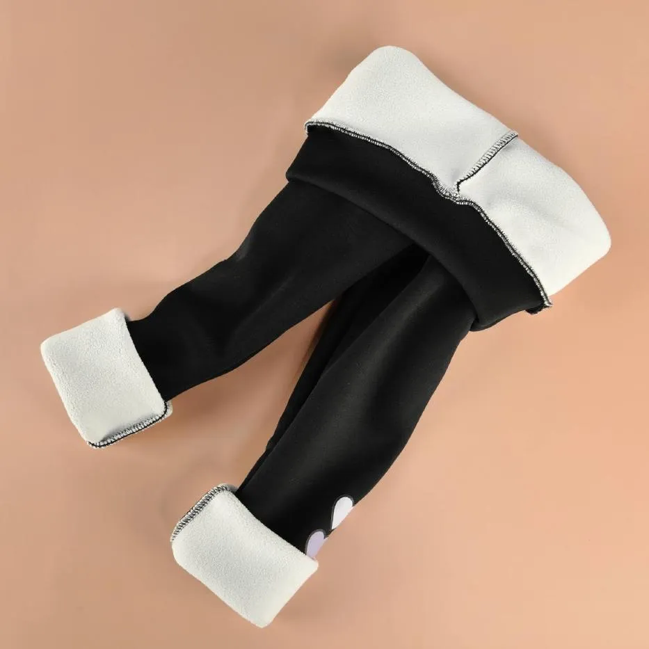 Pantalones de tiburón elásticos de terciopelo para niños pequeños/niños Negro big image 1