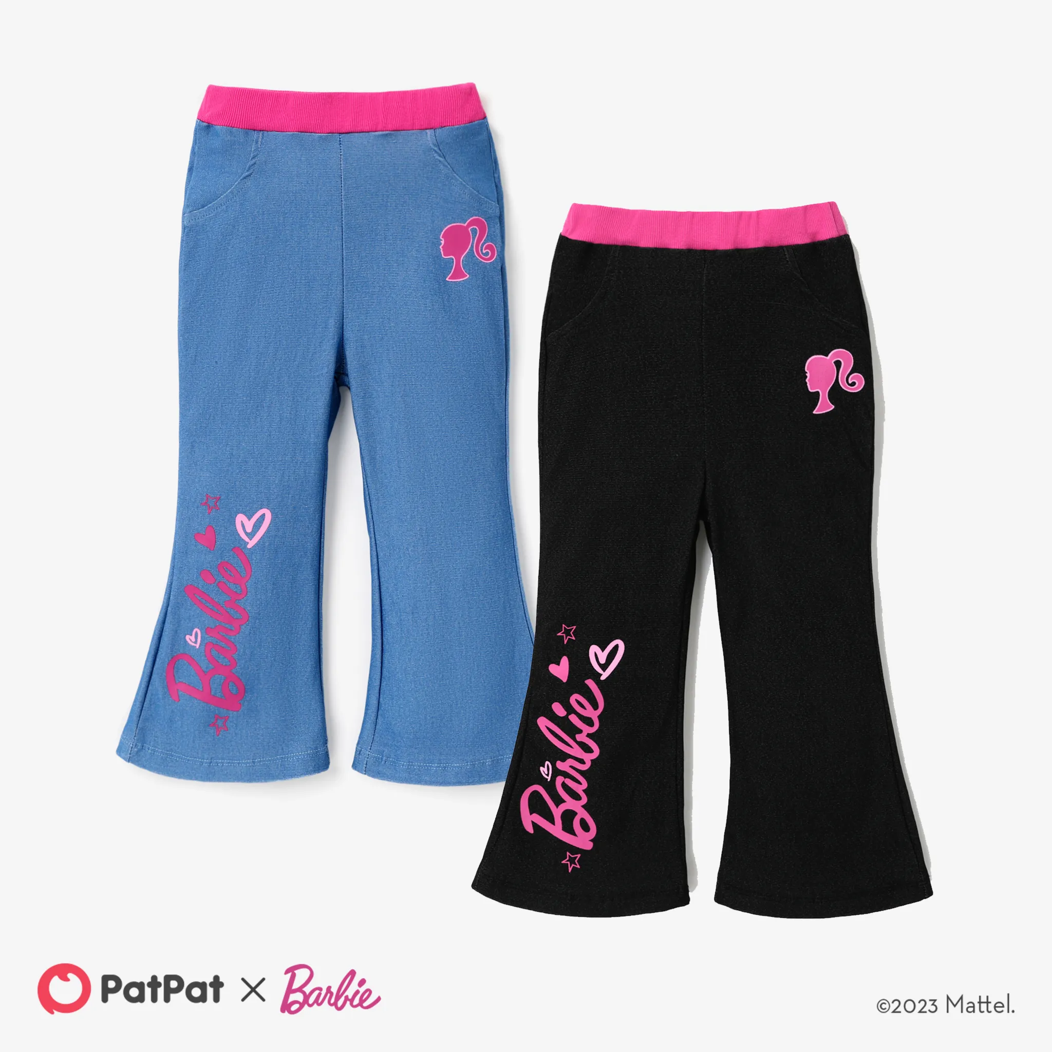 Barbie Girls Knitted Denim Letter Flare Pants Onesies 