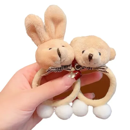 2-pack Toddler/kids Cartoon bear rabbit hair rope