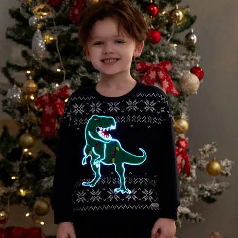 Go-Glow Christmas Illuminating Sweatshirt with Light Up Dragon Including Controller (Built-In Battery) Dark Blue big image 3