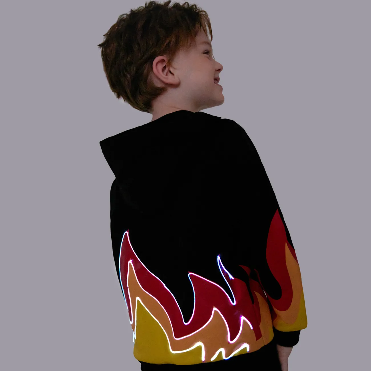 Go-Glow Illuminating Jacket with Light Up Flames Including Controller (Built-In Battery) Black big image 1