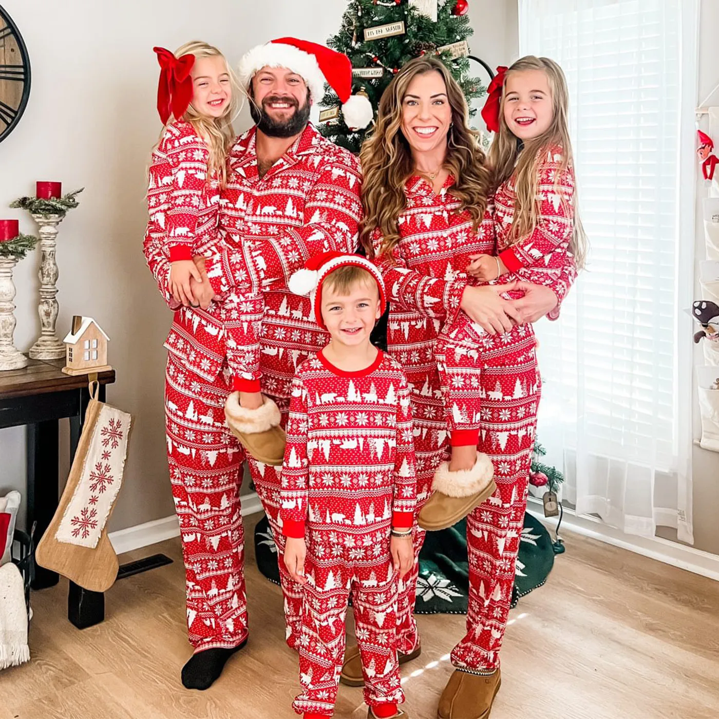 Natal Look de família Manga comprida Conjuntos de roupa para a família Pijamas (Flame Resistant)  image 2