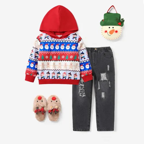 2pcs Toddler Girl/Boy Christmas Hooded Pullover