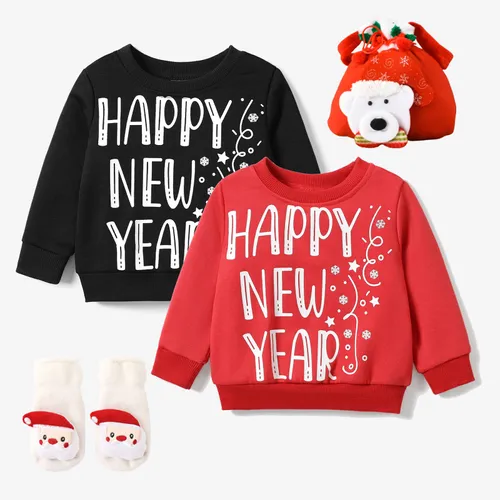 Baby Girl/Boy Childlike New Year Letter Pattern Pullover