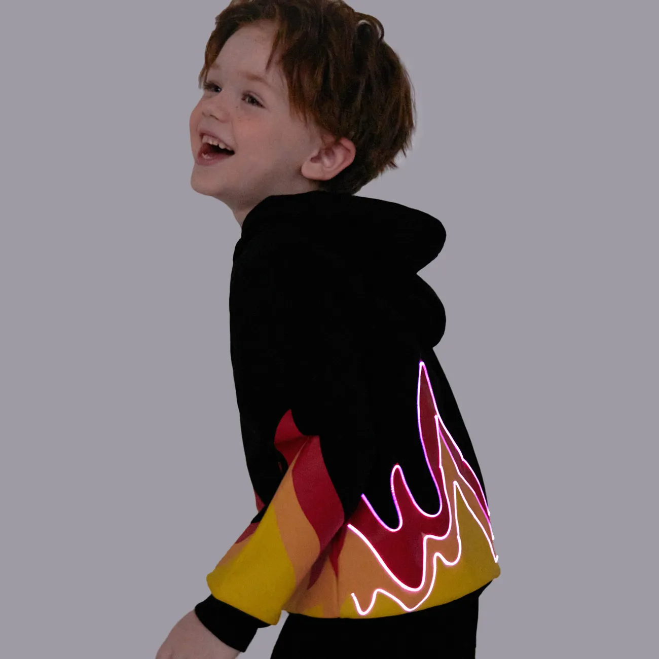 Go-Glow Illuminating Jacket with Light Up Flames Including Controller (Built-In Battery) Black big image 1