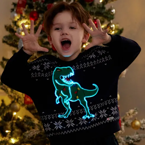 Go-Glow Christmas Illuminating Sweatshirt with Light Up Dragon Including Controller (Built-In Battery) Dark Blue big image 4
