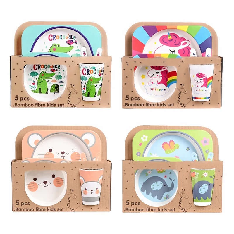 Bamboo Fiber 5-Piece Kids Tableware Set