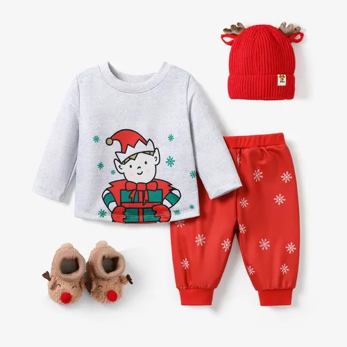 2pcs Baby Boy Childlike Christmas Pattern Set