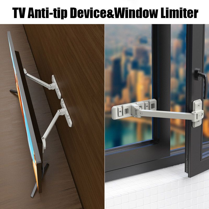 Anti-toppling TV/monitor And Door/window Safety Lock With Fixed Bracket And Limiters