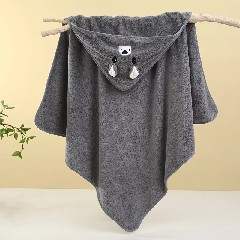 Coral Fleece Animal Shaped Hooded Blanket Grey