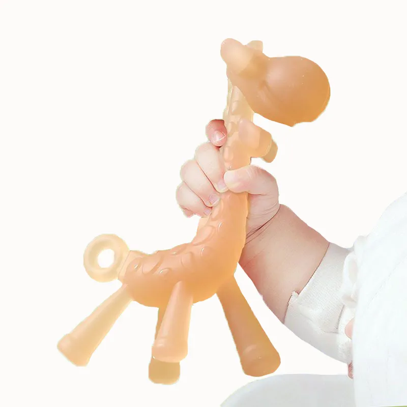 Giraffe Silicone Teething Toy for Infants and Babies Orange big image 1
