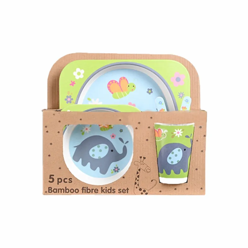 Bamboo Fiber 5-Piece Kids Tableware Set Green