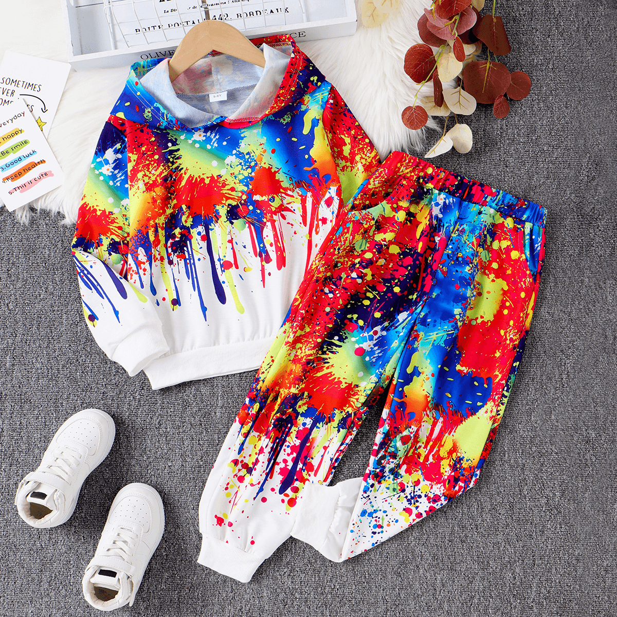 

Toddler/Kid Boy Graffiti Design Hooded Set/Shoes/Hat
