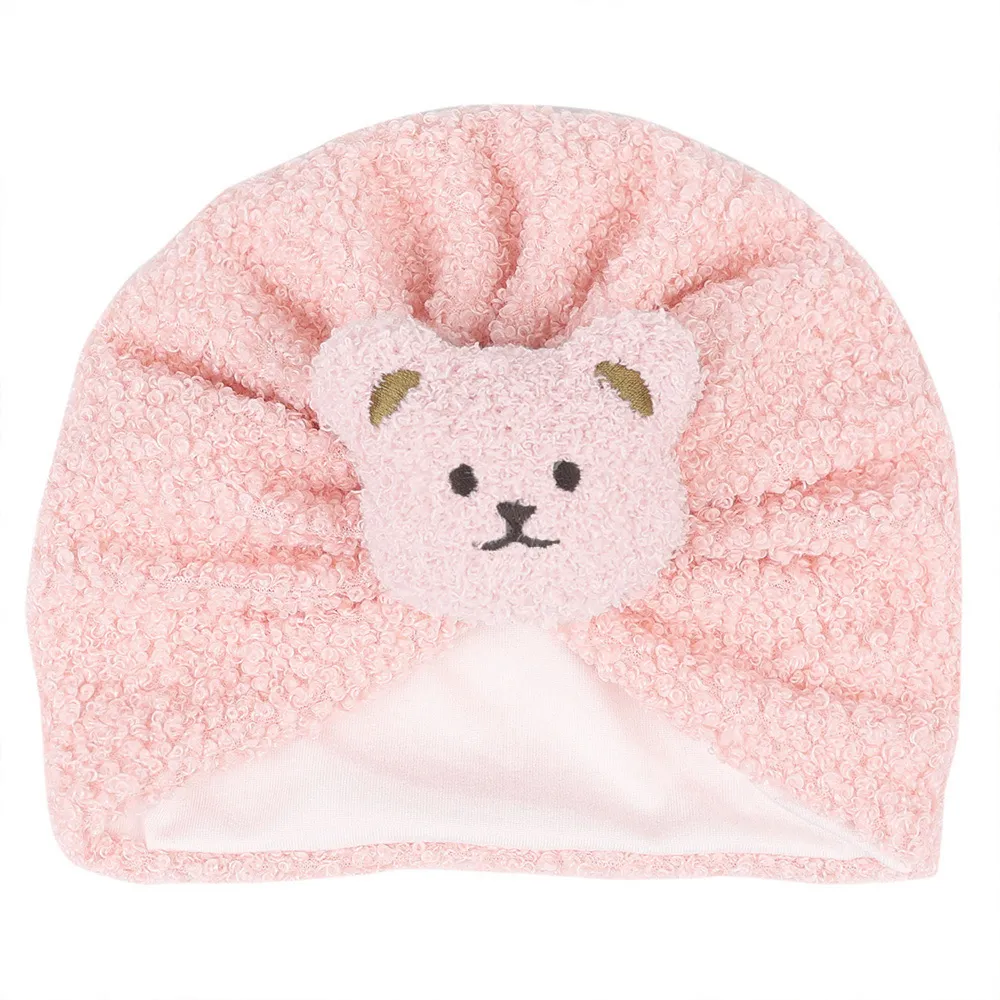Baby's teddy fleece warm fetal cap Pink