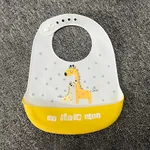 imperméable à l'eau dessin animé animal mignon bébé bavoirs salive serviette tabliers bébé silicone bavoirs d'alimentation Jaune