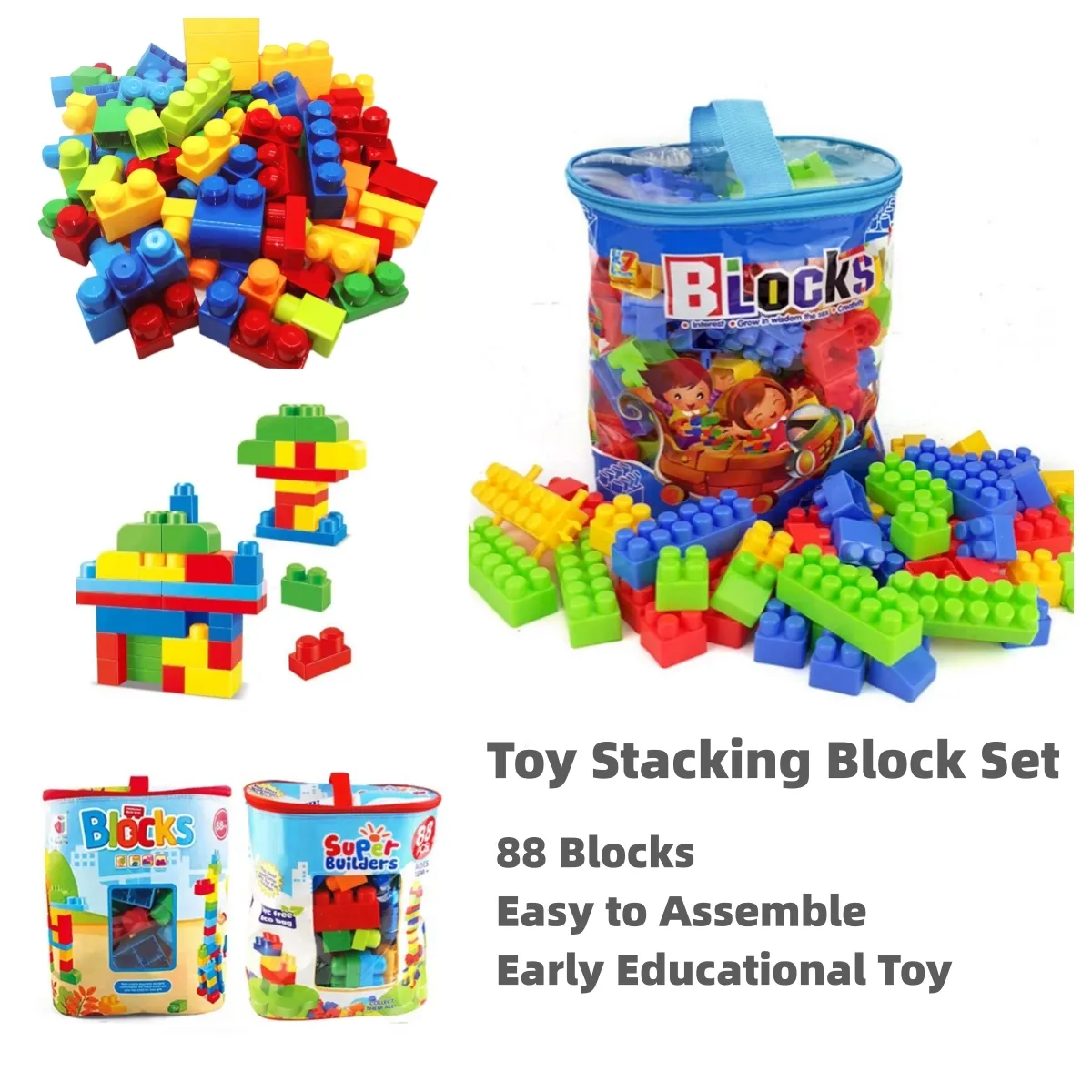 88-teilige großformatige Kinderbausteine - kreatives und vielseitiges DIY-Bauspielzeug