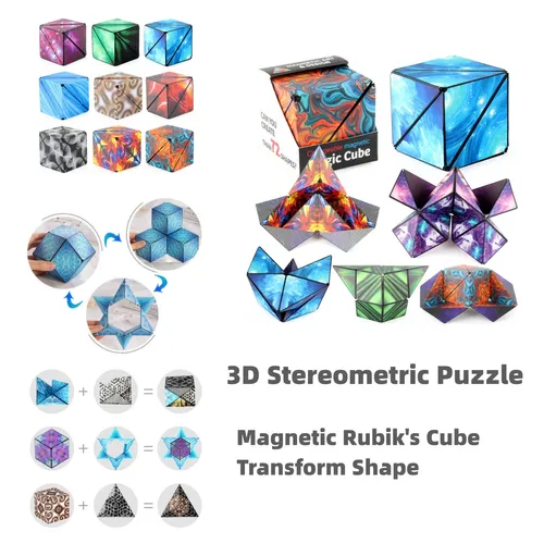 Children's Magnetic 3D Geometric Cube Puzzle Toy with Unlimited Variations