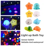 4Pcs Light up Bath Toys Bulk Floating Rubber Ocean Sea Animal Toys Set  image 2