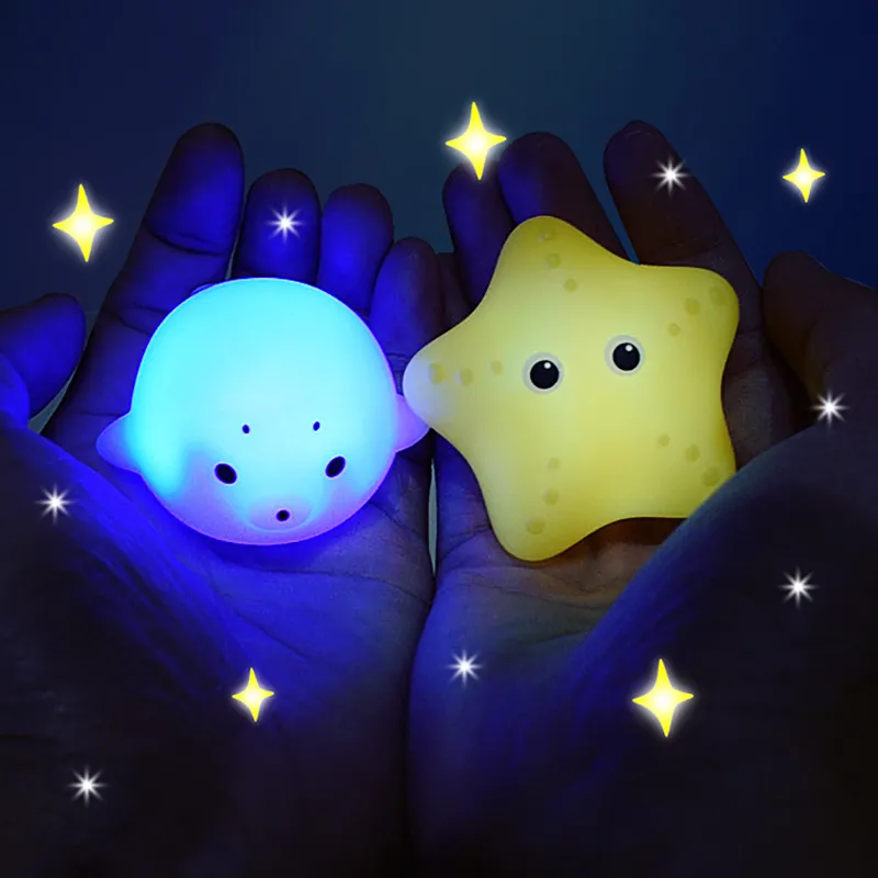 4Pcs Light up Bath Toys Bulk Floating Rubber Ocean Sea Animal Toys Set  image 4