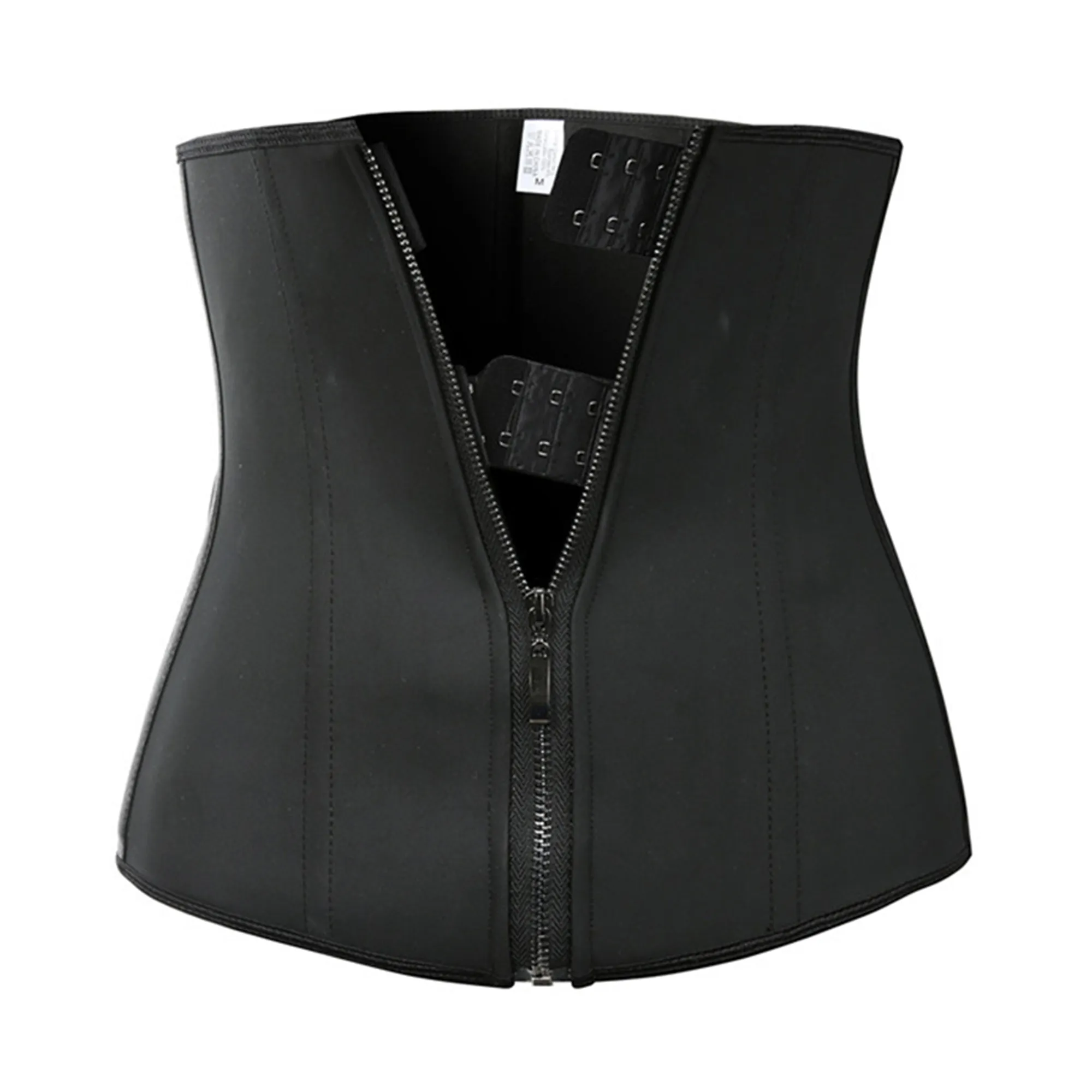 Women Waist Trainer Latex Underbust Waist Training Corsets Weight Loss Tummy Control Sport Workout Body Shaper Black Zip Hook Body Shaper