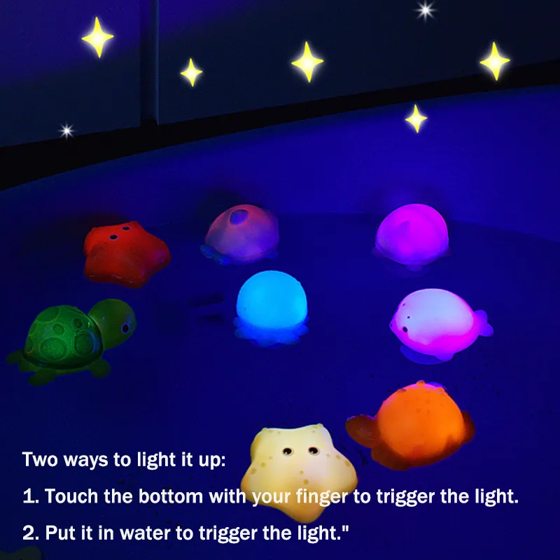4Pcs Light up Bath Toys Bulk Floating Rubber Ocean Sea Animal Toys Set  image 5