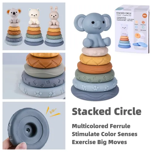 Soft Baby Teething Toys - Stacking Circle Blocks for Infants