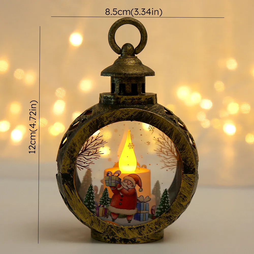 Christmas Round Handheld Lighted Lantern: Battery-Powered Decorative Holiday Item ,Festive Party Atmosphere big image 1