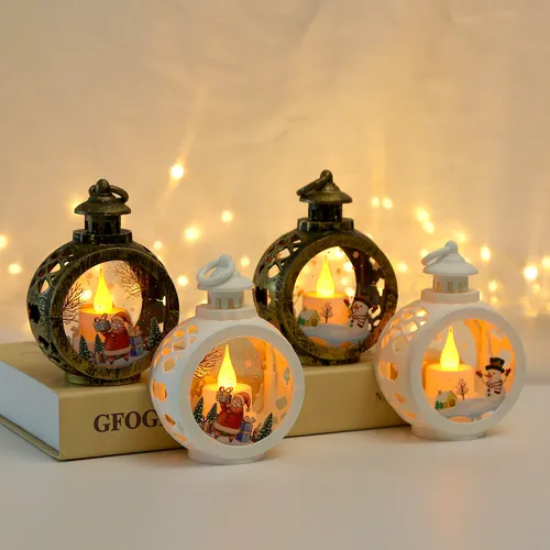 Christmas Round Handheld Lighted Lantern: Battery-Powered Decorative Holiday Item ,Festive Party Atmosphere