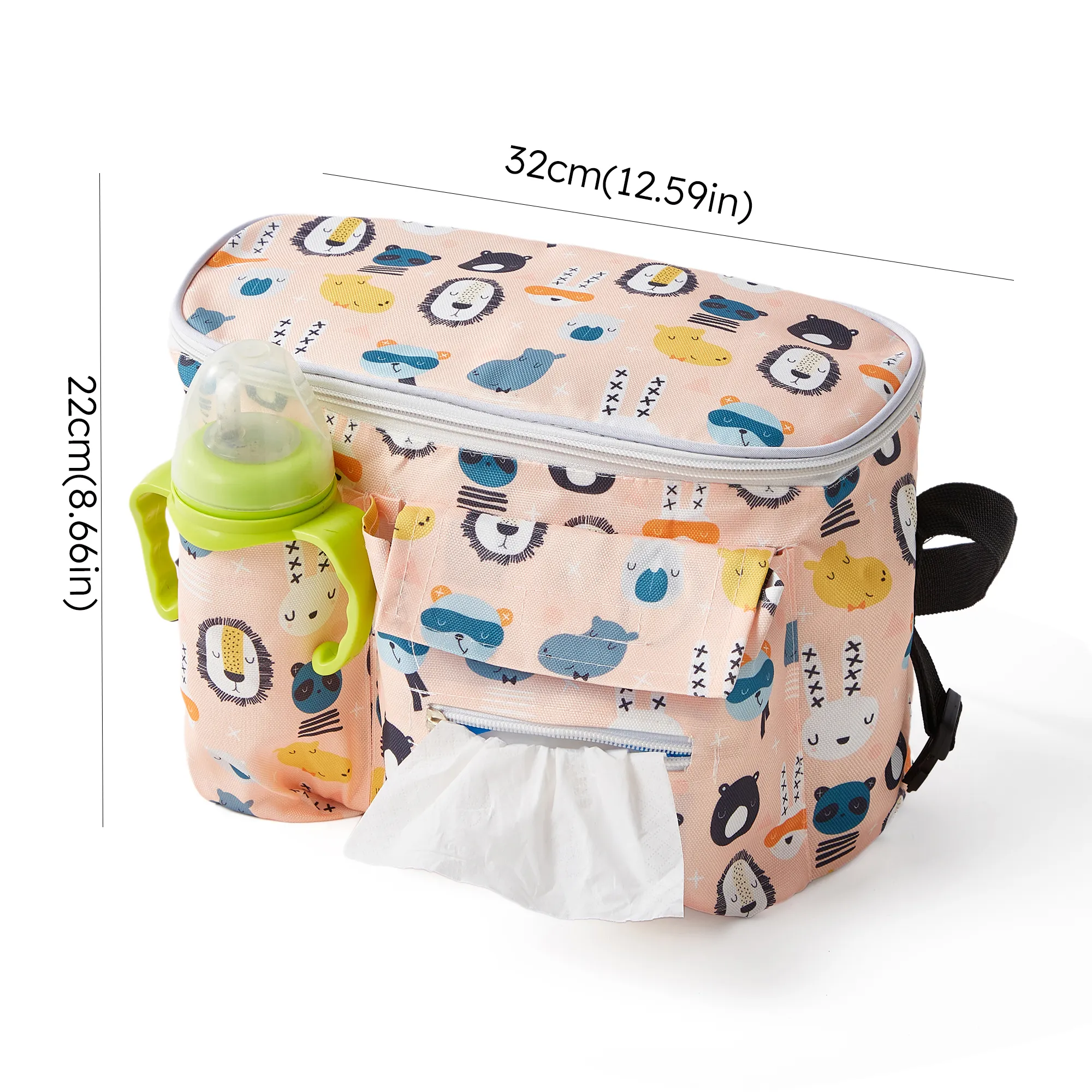 Baby Stroller Organizer Bag: Multifunctional Storage Solution for On-the-Go Moms Pink big image 1